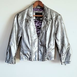 3/$20 Daytrip metallic silver/grey moto jacket